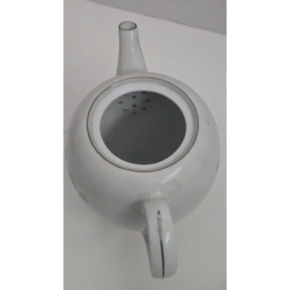 CREATIVE FINE CHINA Japan Platinum Starburst #1014 Tea Coffee Pot & 12 Cups Set